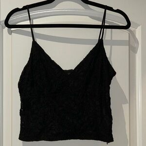 Black lace aqua crop top